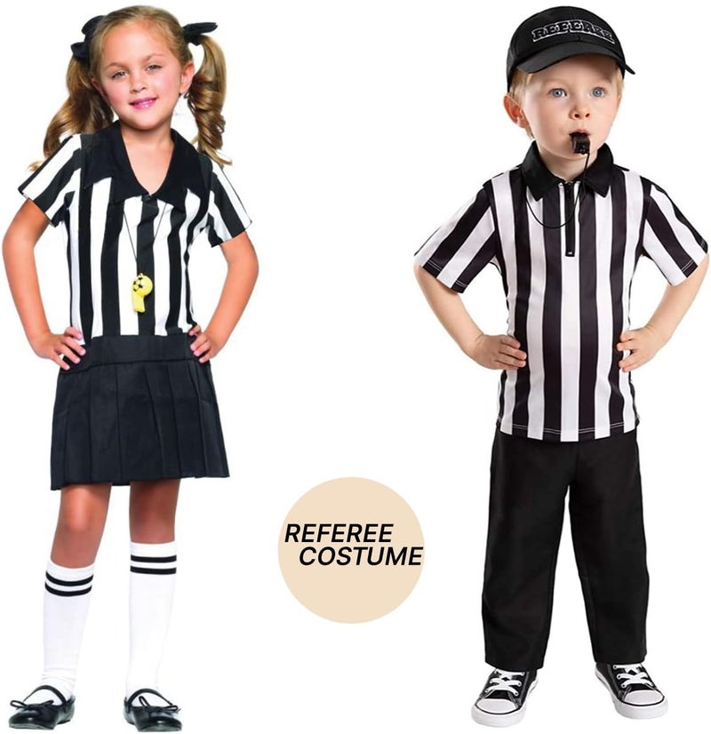 Thapower Children Referee Shirt Costume Kids Youth Black and White Stripe Boy Girls Toddler Ref Jersey - Image 2